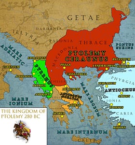 O domínio de Pyrrhus se estendia de Epidamnus a Ambracia.