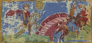 A visão de Constantino e a Batalha da Ponte Mílvia em um manuscrito bizantino do século IX. 